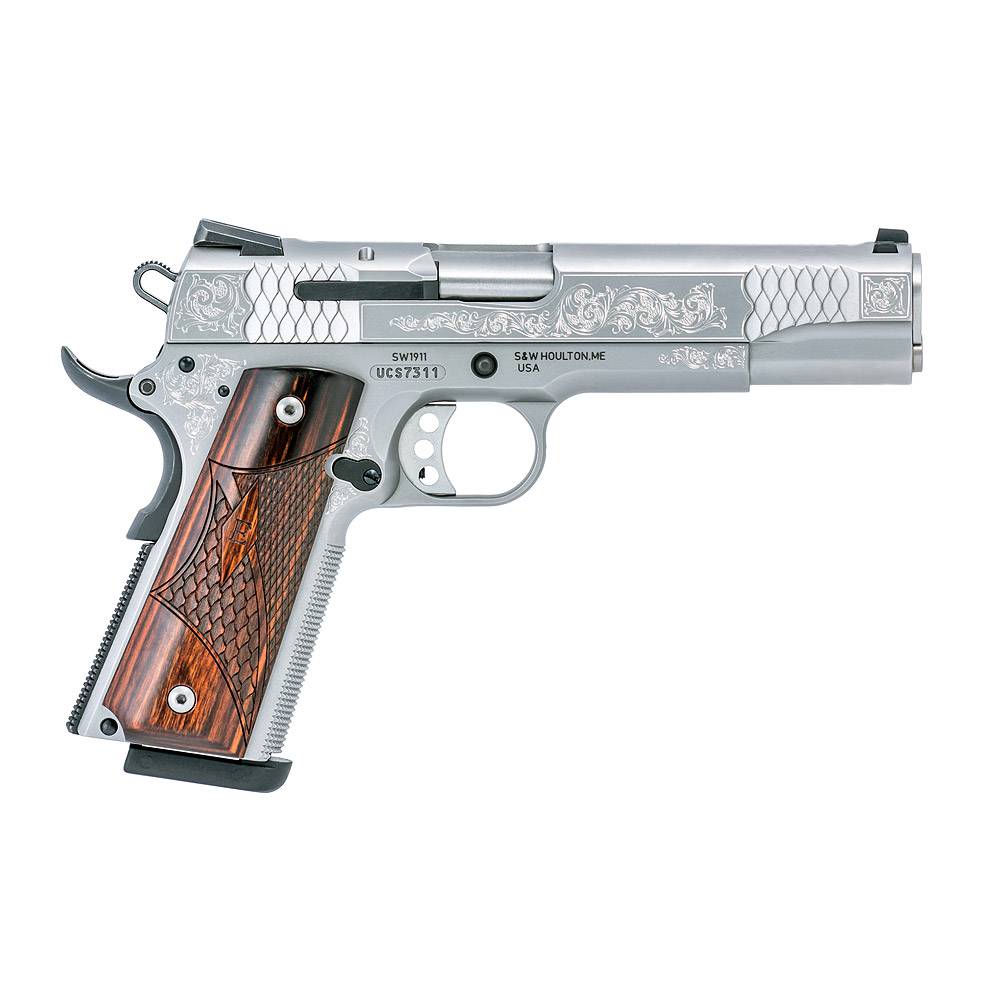 Smith & Wesson 1911 Engraved Stainless 45 ACP 5in 2-8rd Mags 10270-img-0