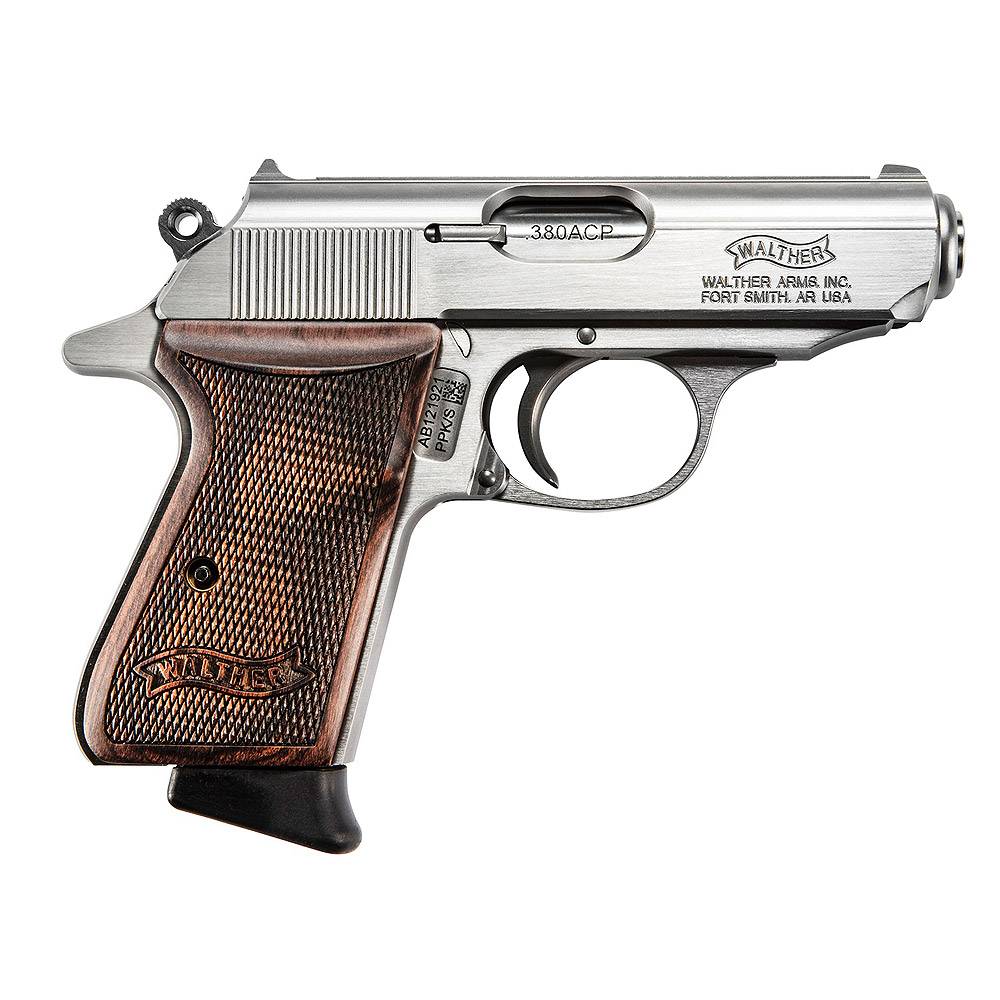 Walther PPK/S Walnut Grip SS 380 ACP 3.3in 2-7Rd Mags 4796004WG-img-0