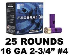 Federal 16GA GAME SHOK LEAD 2-3/4IN 4 25RDS H1634
