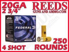 Federal Game Load Upland Hi-Brass Lead 20 Ga 1oz 4 Shot 2-3/4in H2044