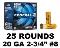 Federal 20GA TOP GUN TGT 2-3/4IN 8 25RD TG208