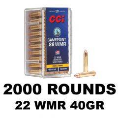 CCI Rimfire Gamepoint Jacketed Soft Point WMR 22 MAG 40 Grain 2000Rd 0022