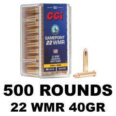 CCI Rimfire Gamepoint Jacketed Soft Point WMR 22 MAG 40 Grain 500Rd 0022
