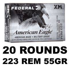 Federal American Eagle Brass FMJ BT 223 Rem 55 Grain AE223JX