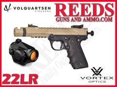 Volquartsen Firearms Black Mamba FDE 22LR 4.5in with Vortex Red Dot